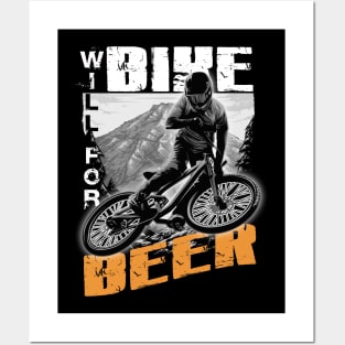 Will Bike For Beer Posters and Art